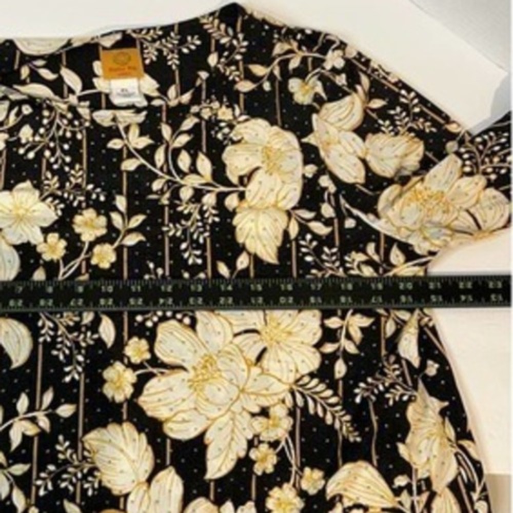 Ruby Rd‎ Blouse Large Petite Bell Sleeve Scoop Neck Gold Tone Beads Career Work - Picture 10 of 10